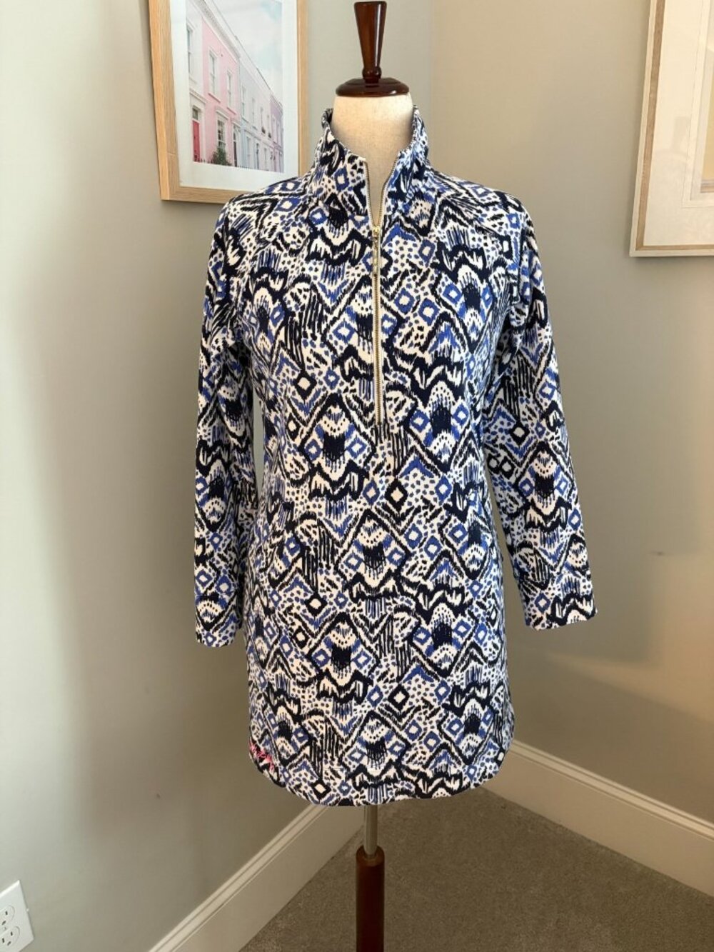 Lilly Pulitzer Skipper Popover Dress "Oh My Cod" Women's Size Medium Beachy